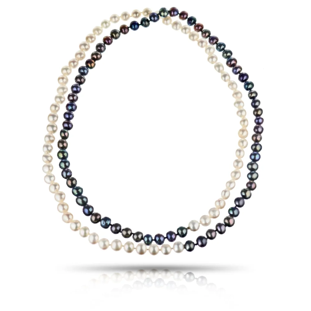 WHITE & PEACOCK PEARL NECKLACE WITH MYSTERY CLASP