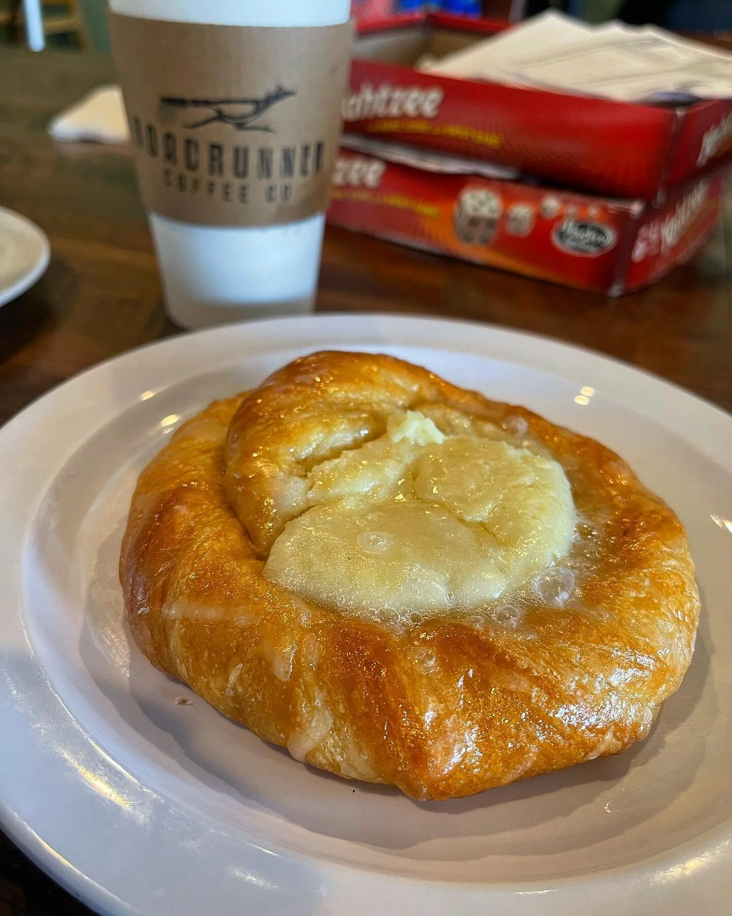 Cheese danish, games and a Lavender CBD oat milk latte. #Sunday ☕️
