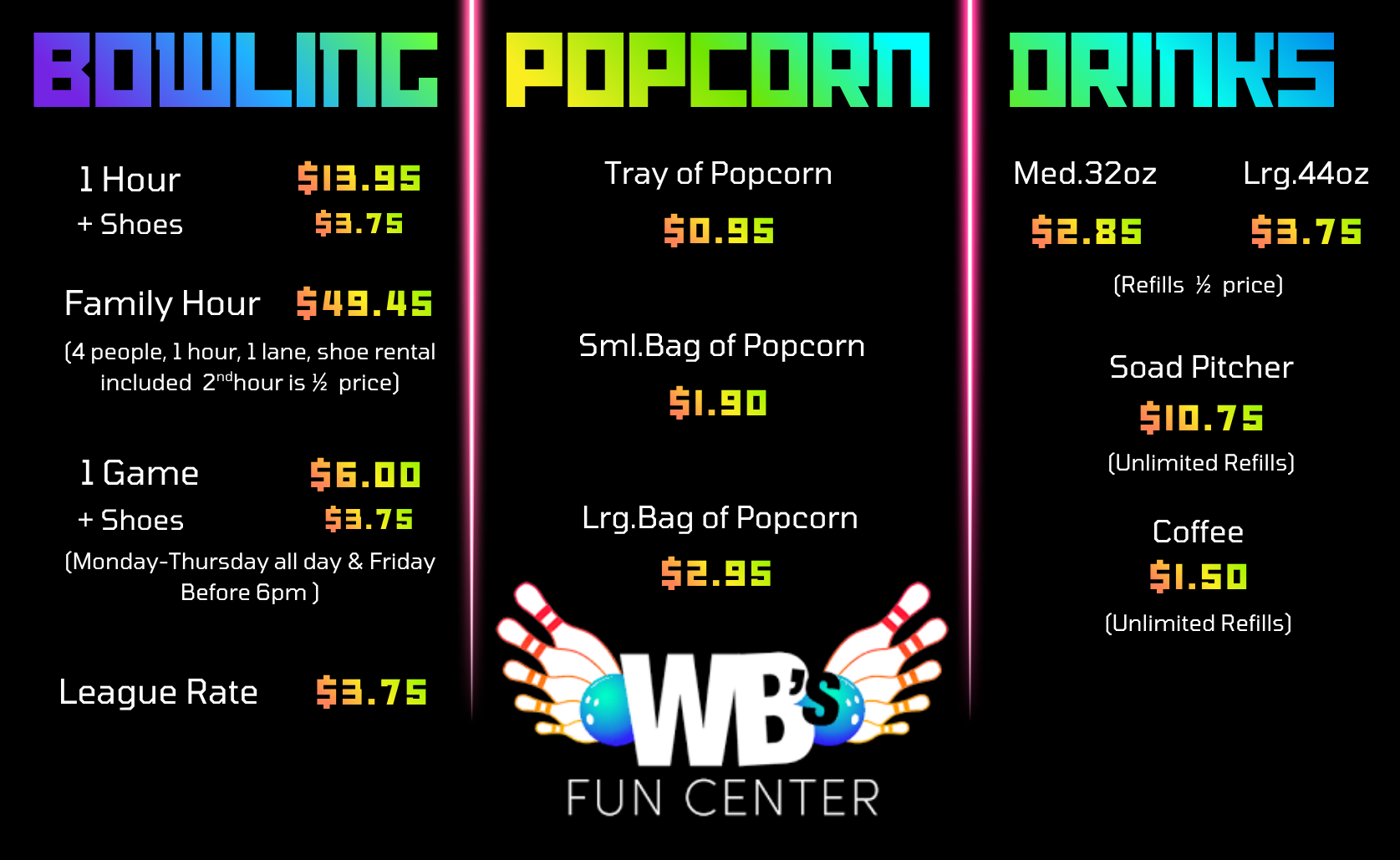 Front Counter Prices