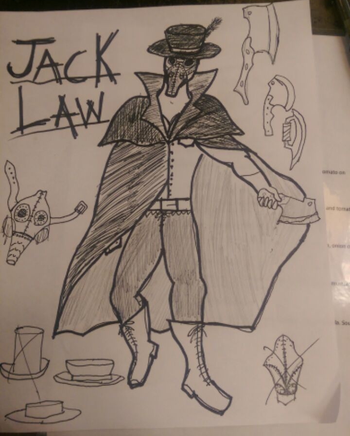 Jack Law is a High Elf Rogue who lost his wife. He was once a butcher, but his wife's bloody demise caused him to be sickened by the smell of blood. The half plague mask he wears blocks the scent of blood when he goes out at night to capture orcs an…