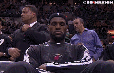 Check out my man, LeBron zoning out during a game.