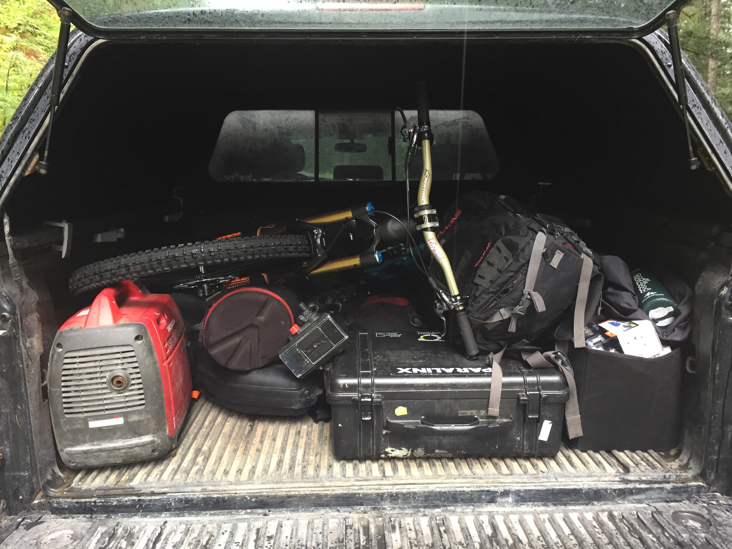Truck full of gear. 