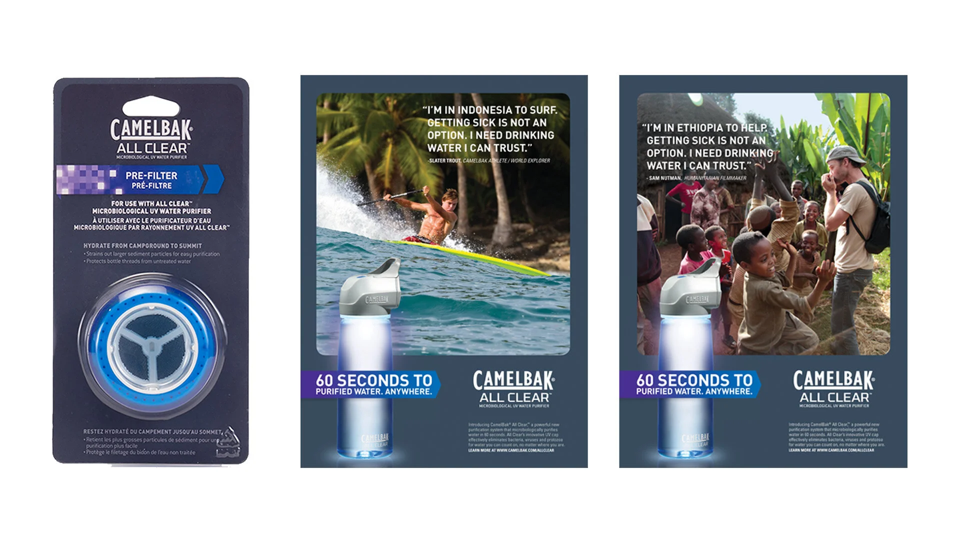 Camelbak All Clear packaging and Print Advertising