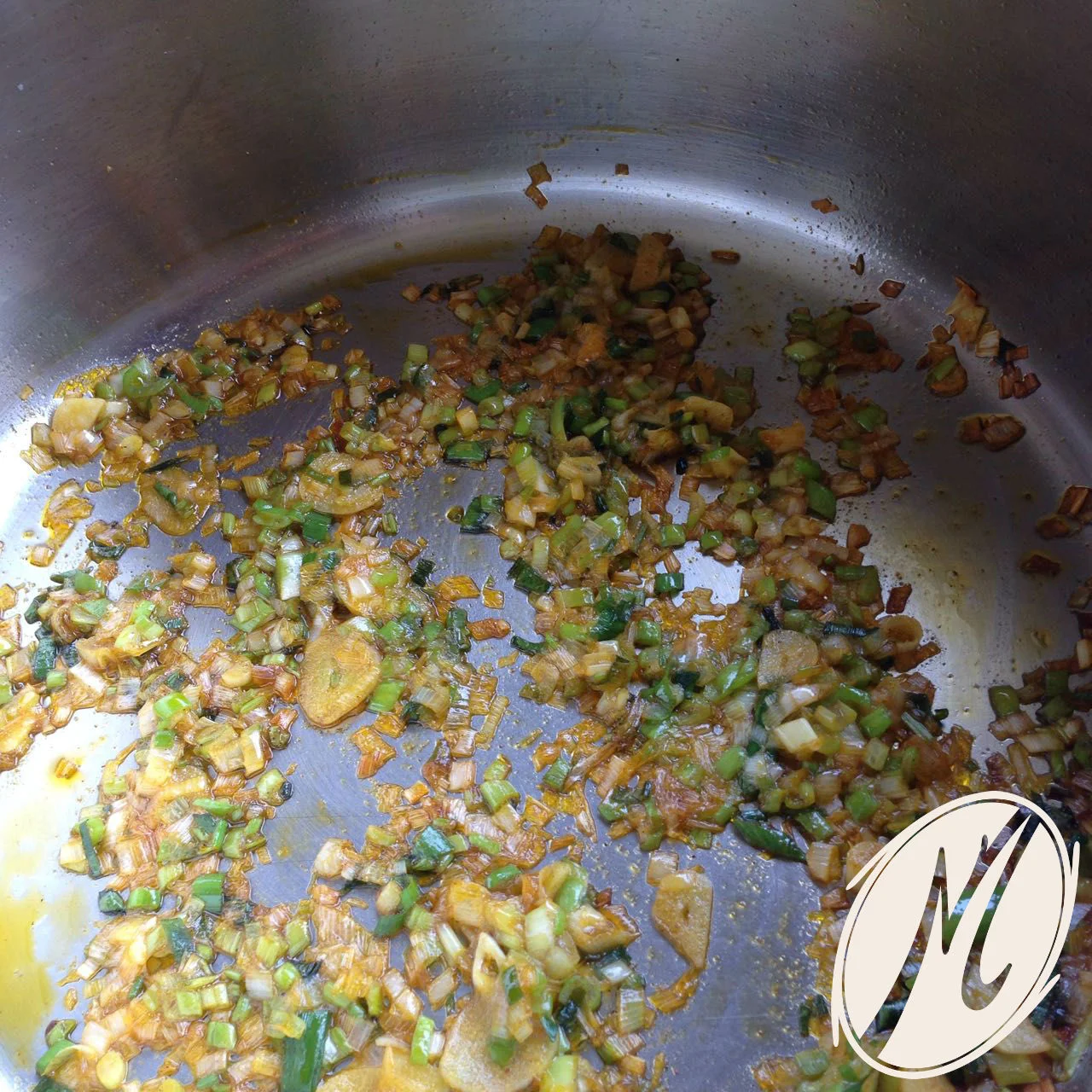Veggie sauté in the soup pot