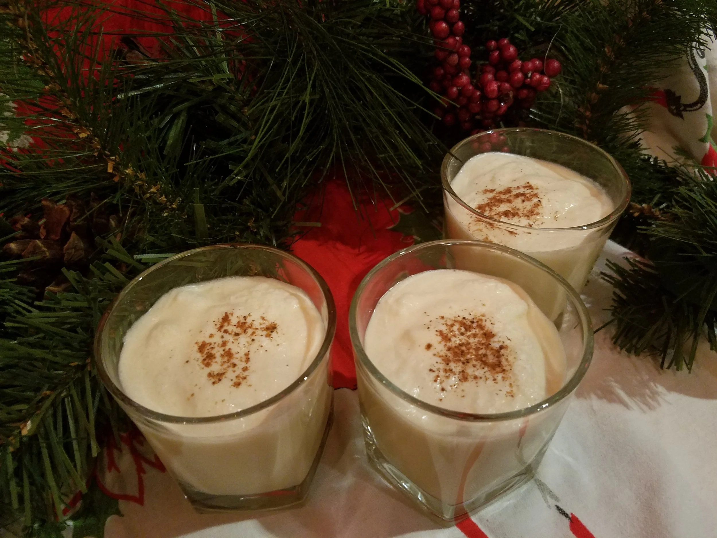 What you'll need: Blender Boatwright Bourbon 3 eggs 1/2 cup sugar 1 cup whole milk 1/2 cup heavy cream Nutmeg Blend sugar, eggs, milk, and cream until fluffy, then add whiskey to taste and blend again. We recommend about 1 1/2 cups for this recipe. Pour into the drinking vessels of your choice and spoon a little of the fluff from the top of the blended mixture into each glass. Sprinkle with nutmeg and enjoy!
