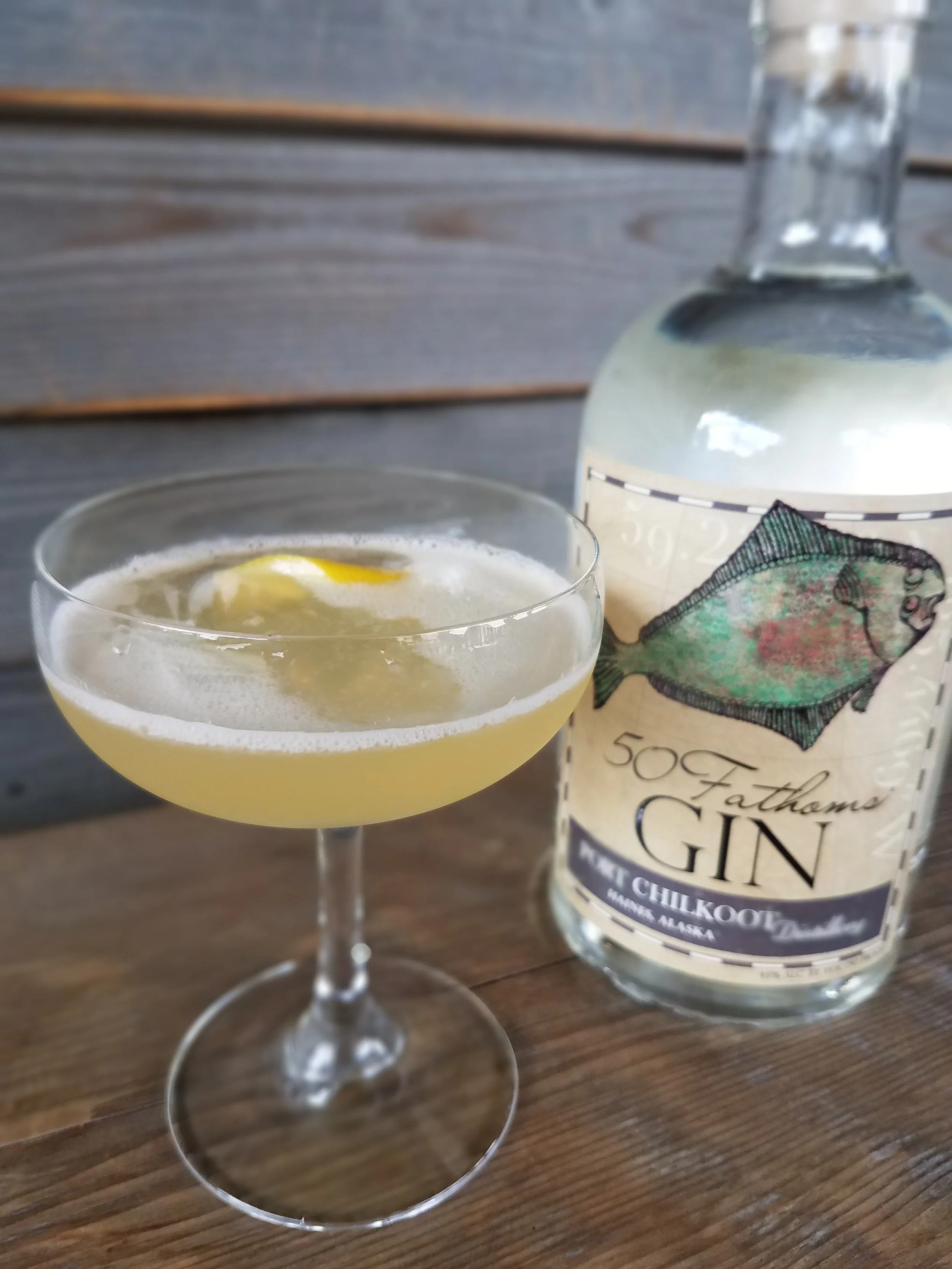 The Bee's Knees: 1.5 oz 50 Fathoms Gin .75 oz Honey syrup .25 oz Fresh lemon juice Shake and strain into a coupe glass, garnish with a lemon twist. Honey Syrup: Mix equal parts boiling water and honey in a saucepan or large measuring cup until combined. Cool and bottle. Will keep for up to one month refrigerated.