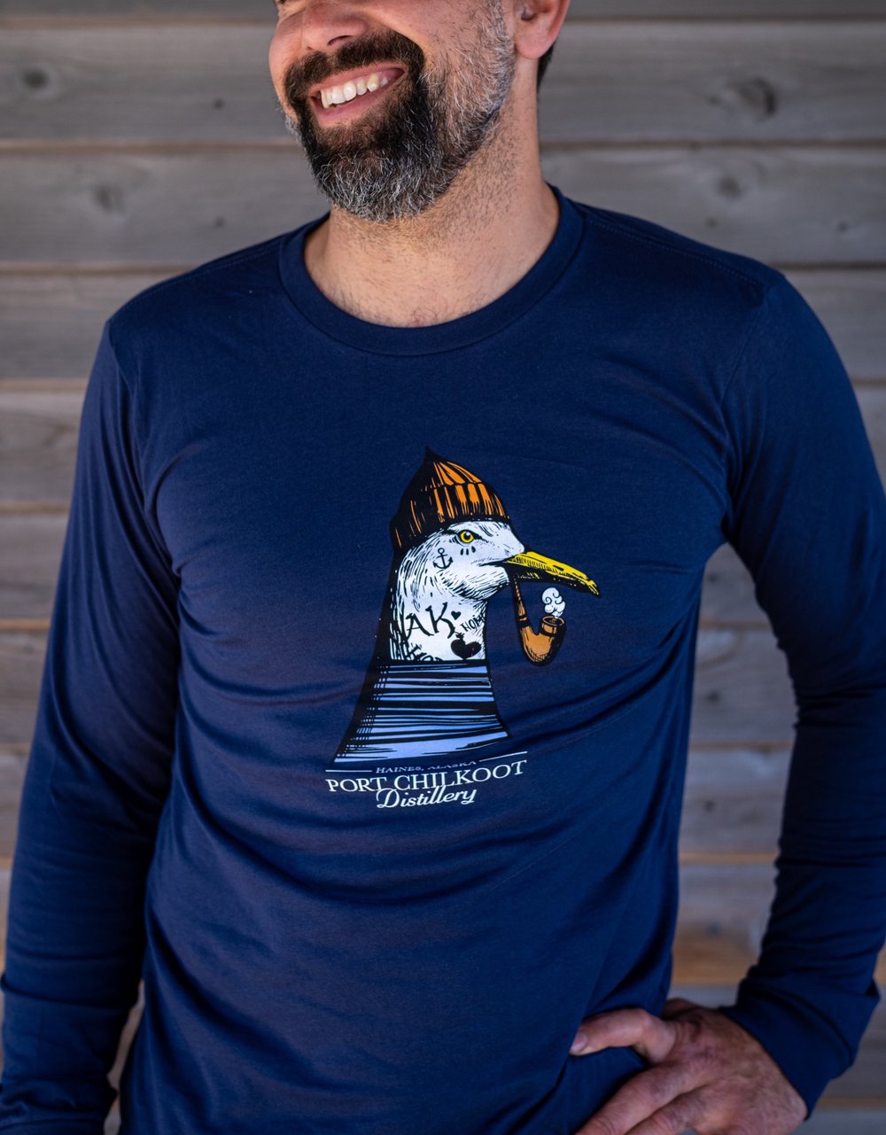 Blue Long sleeve Seagull Shirt — Port Chilkoot Distillery