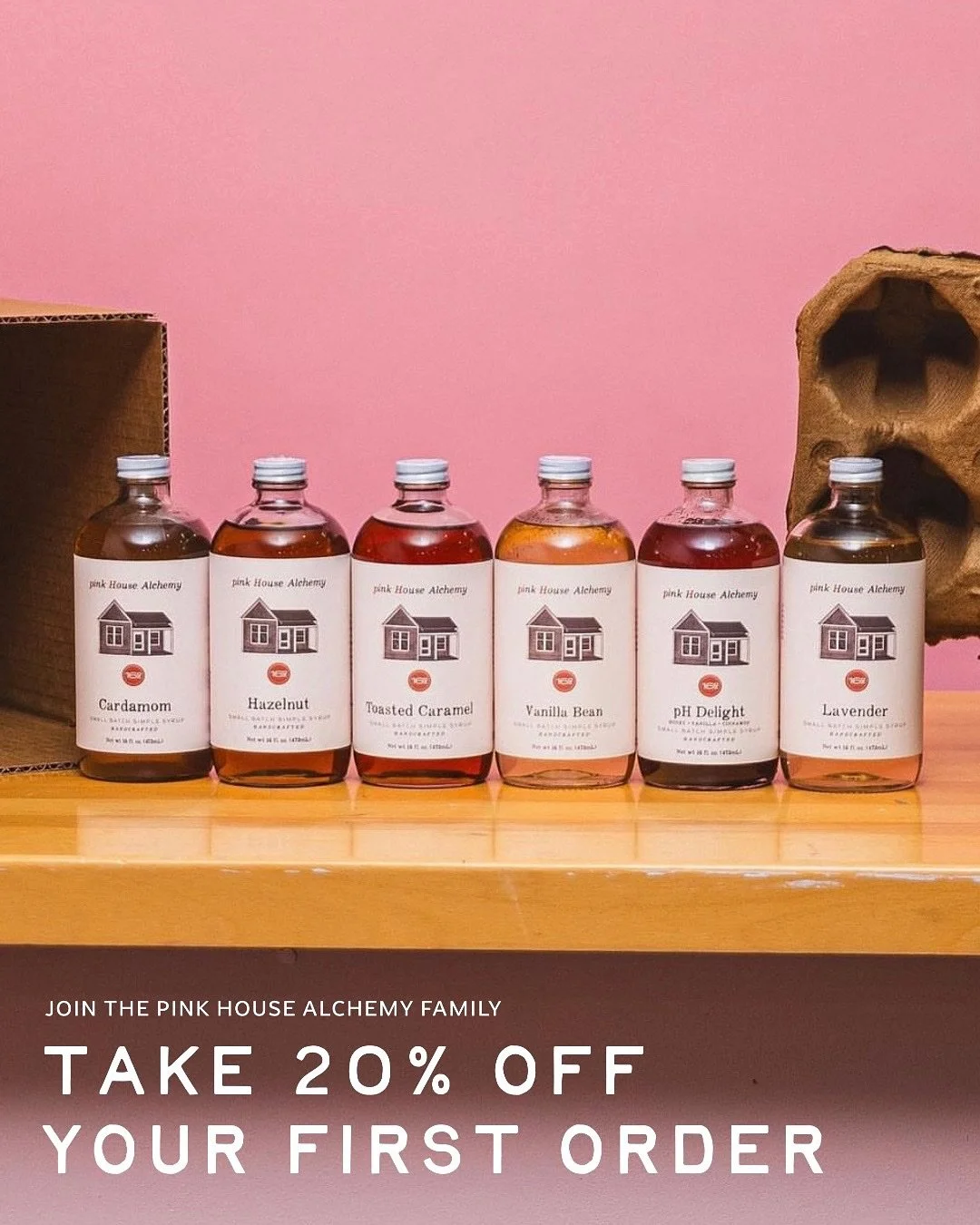 Farm-to-bottle syrups, bitters, and shrubs for your coffee, cocktails, and N/A bevs. First time customers, use code WELCOME at check out and get 20% off all products at pinkhousealchemy.com. We’re all about bringing sweetness to the people over