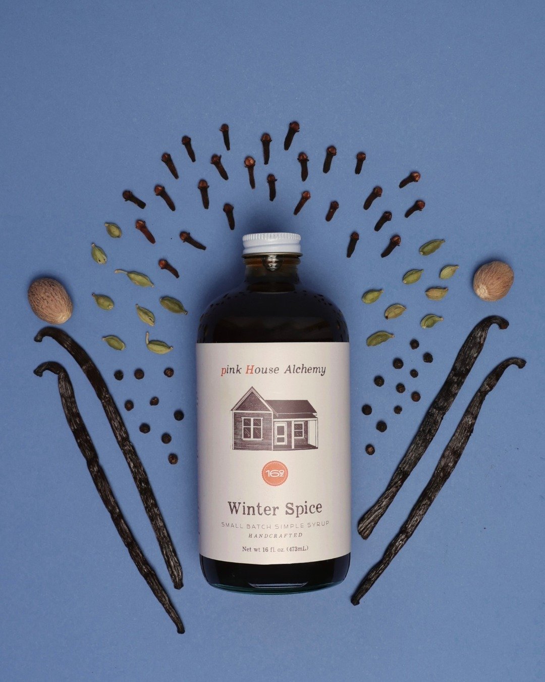 Winter Spice is everything nice.

Cherry wood smoked cloves, cardamom, peppercorns, nutmeg &amp; vanilla beans to warm your drinks, recipes, and the chilly days.
This seasonal syrup is bold but versatile; spiced but velvety; sweet but nuanced &amp; s