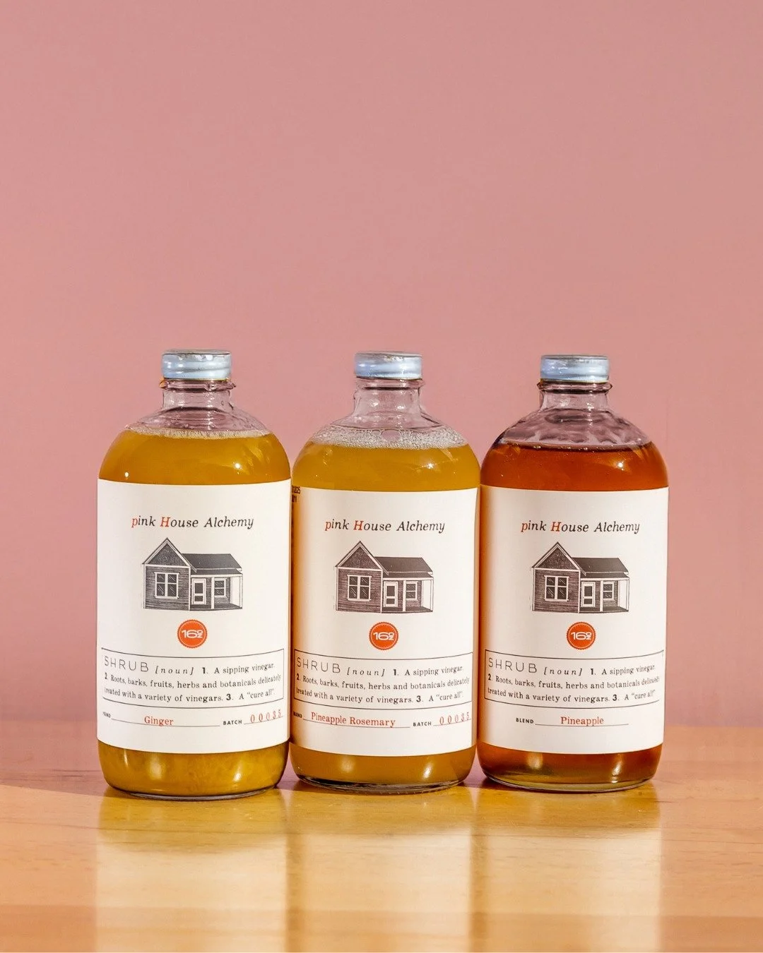 PINK HOUSE SHRUBS!
History&rsquo;s vitality tonic, made with real ingredients, love, and tradition. 
Jazz up your mocktails or cocktails with our zippy, small batch shrubs!

S H R U B [noun] 
1. A sipping vinegar. 
2. Roots, barks, fruits, and botani
