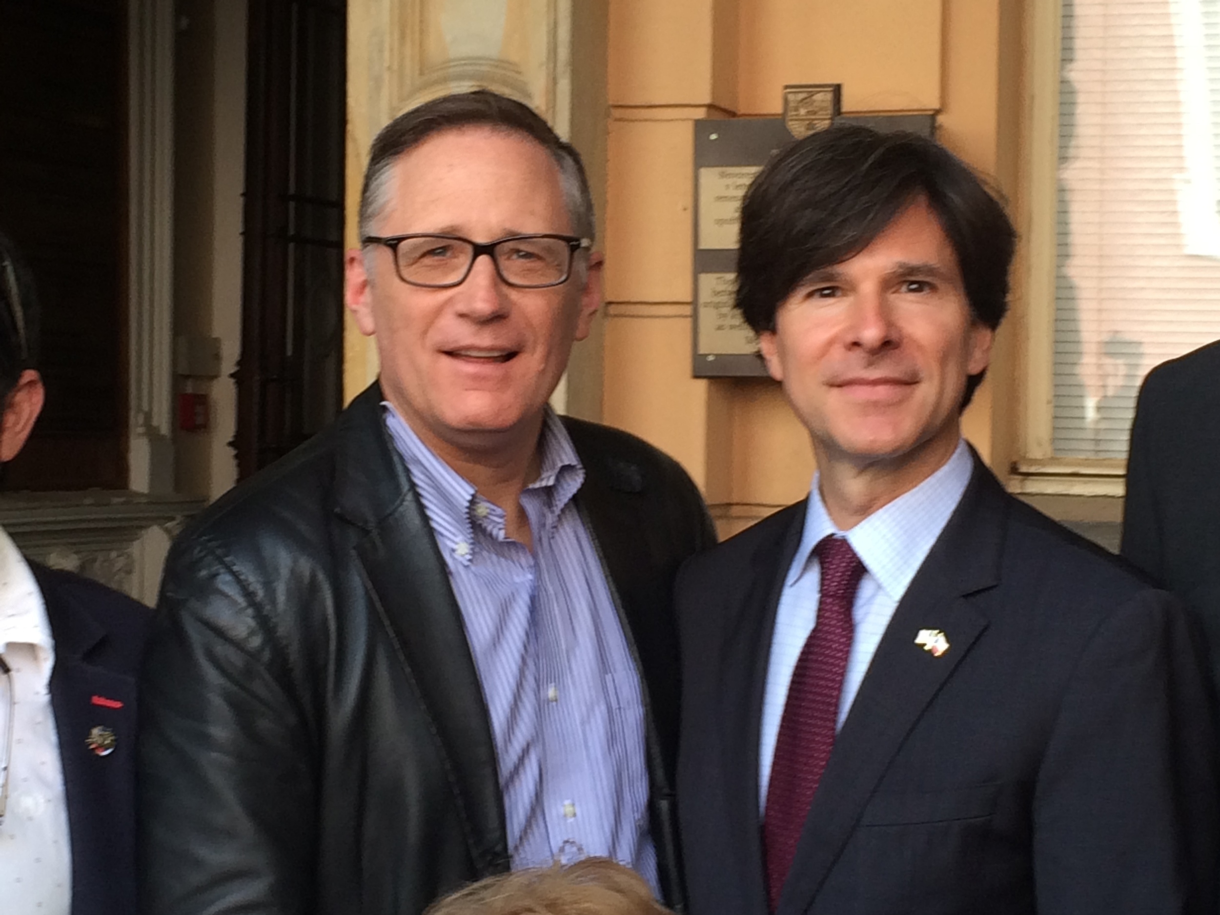 Patrick Dewane with US Ambassador to the Czech Republic, Andrew Schapiro at the 2015 Domazlice, Czech Republic liberation celebration.