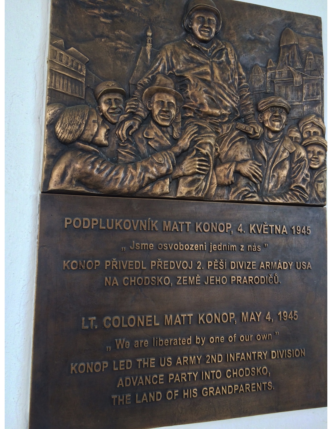 Plaque in Domazlice, Czech Republic
