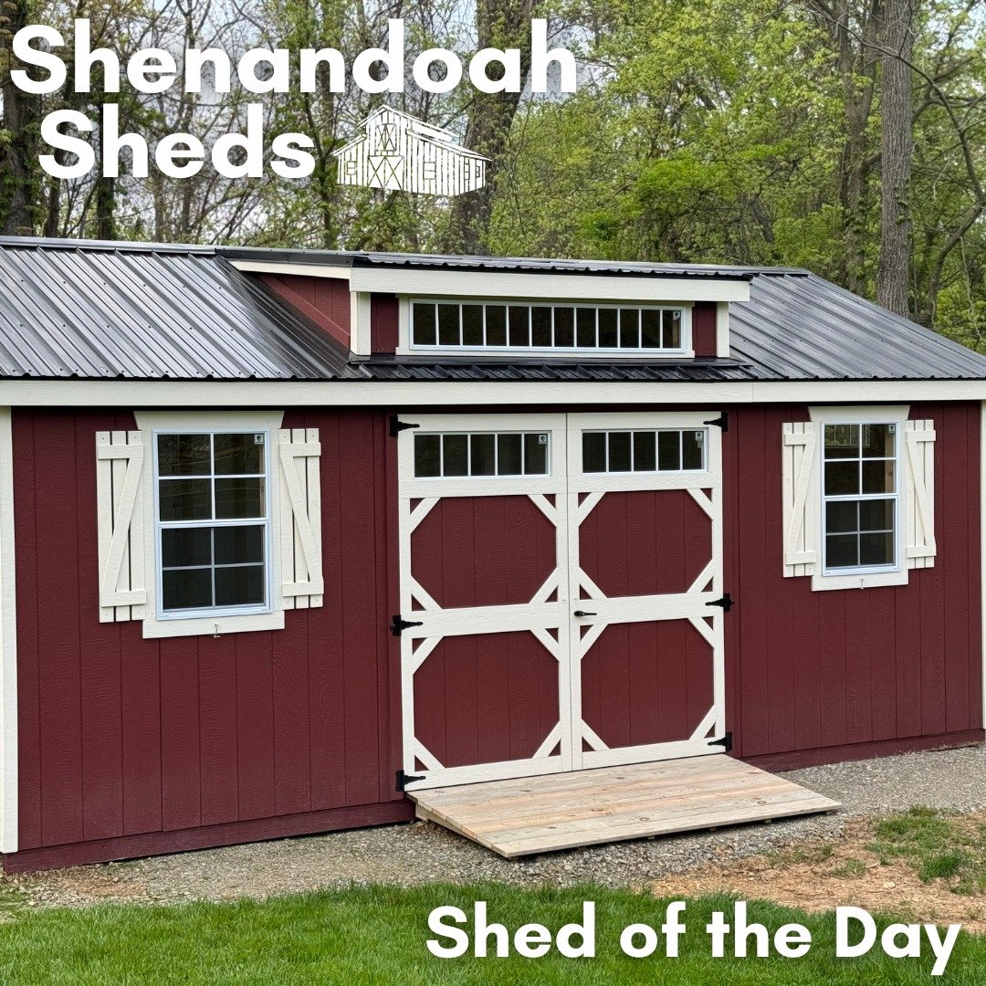 Shed of the Day!

This beautiful custom Amish-built 12x21 a-frame shed was delivered to Daniel and Anna in Bluemont. It comes with double doors with transom glass, an 8-foot dormer window, two windows with shutters, two workbenches with transom windo