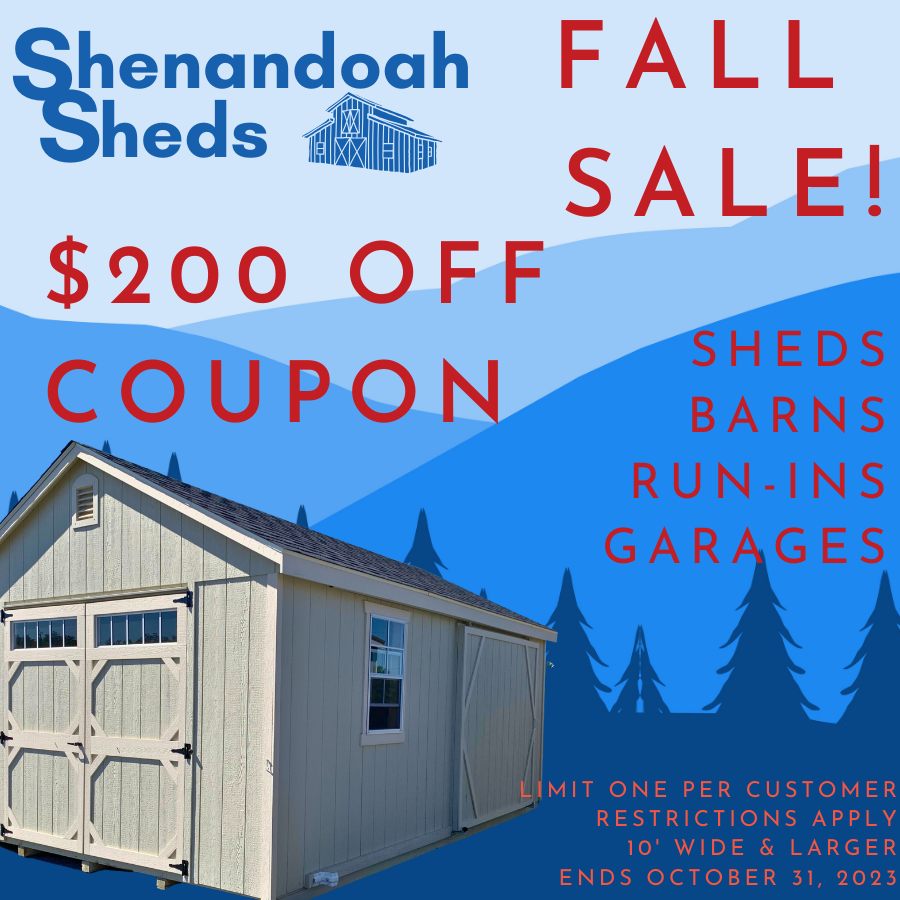 SHENANDOAH SHEDS — coupon unlocked