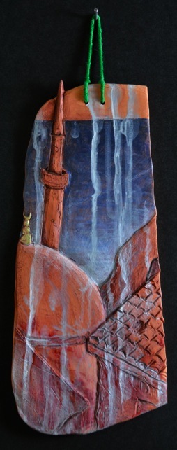 Istanbul Tile. H: 11” Terra Cotta, Paint, String. 