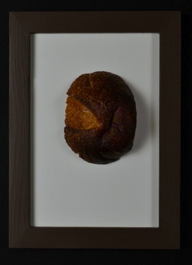 Avoidance. H: 8” Encaustic on Bread.