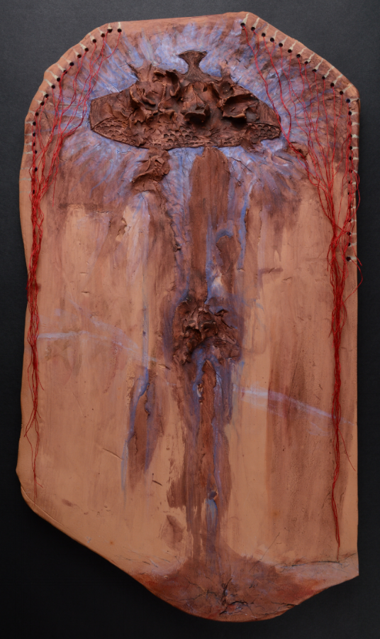  Some Must Die So That Others May Live. H: 14" Terra Cotta, Paint, String. 