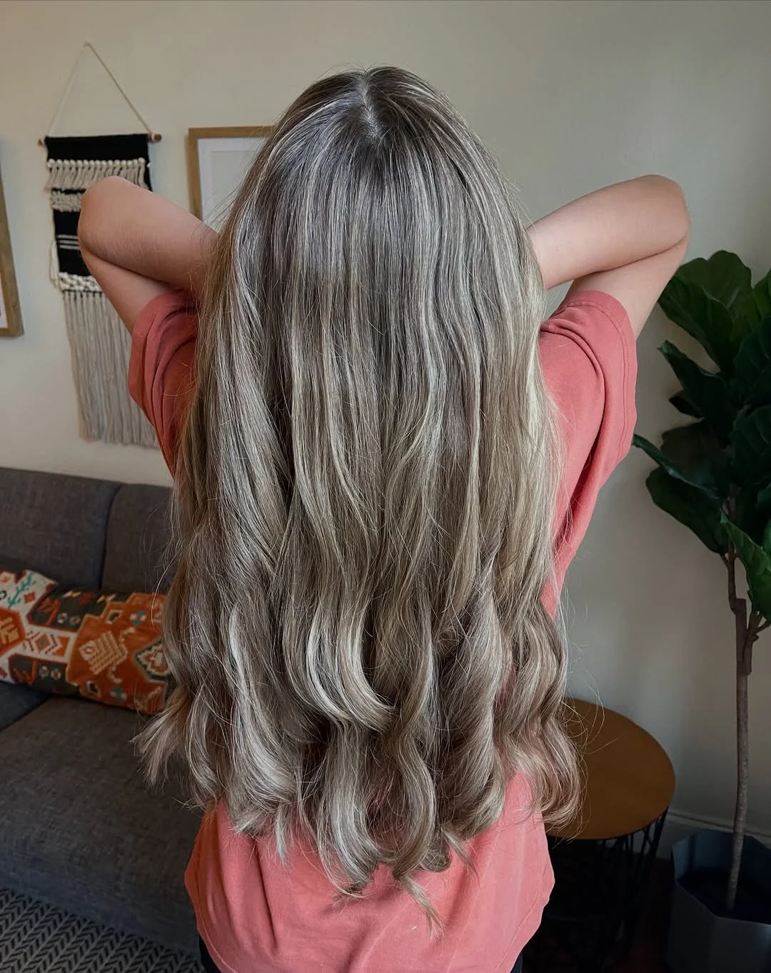 Finished look after a Siren Color Session showcasing dimensional hair color with movement and shine.