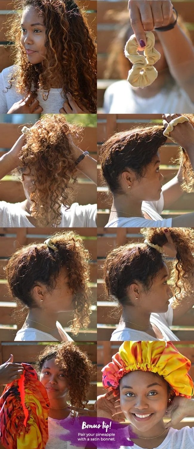 A step by step visual image on how to do The Pineapple Bun