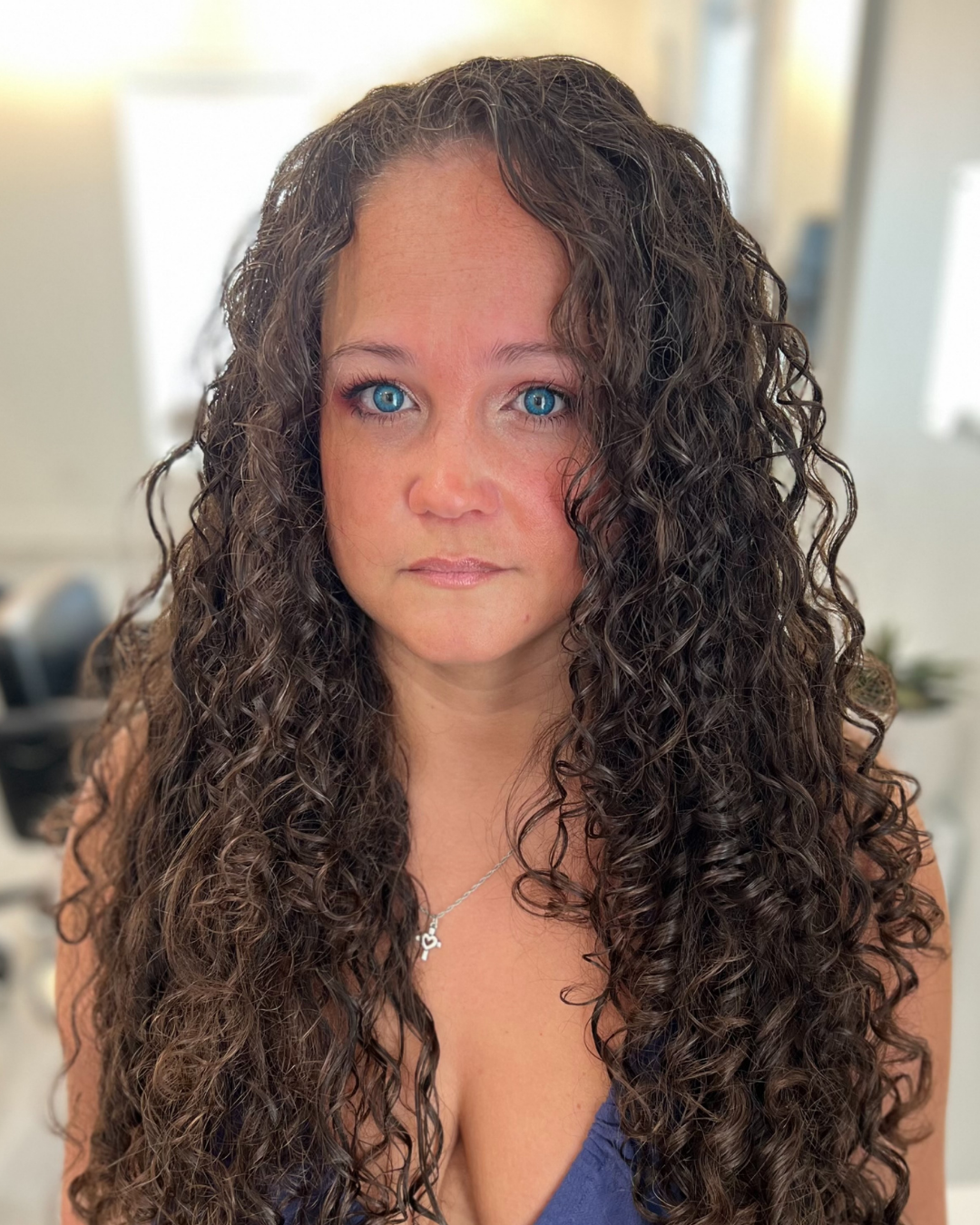 Siren client, showing the before of a full transformation session at Siren Curl Studio.