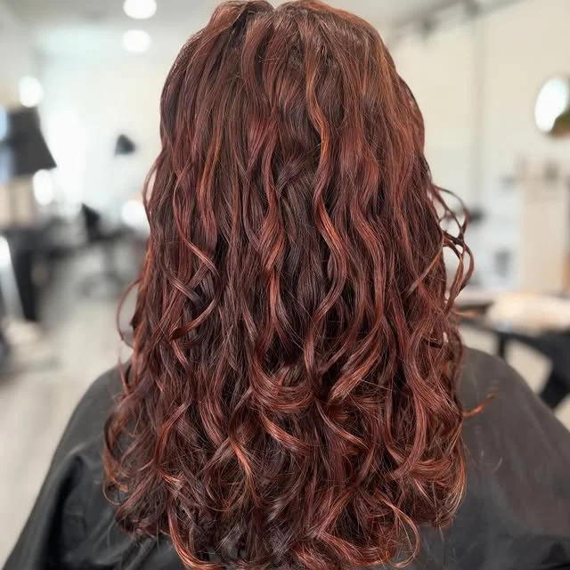After result of a Siren Color Session by stylist Jasmine, featuring beautifully colored and styled curls.