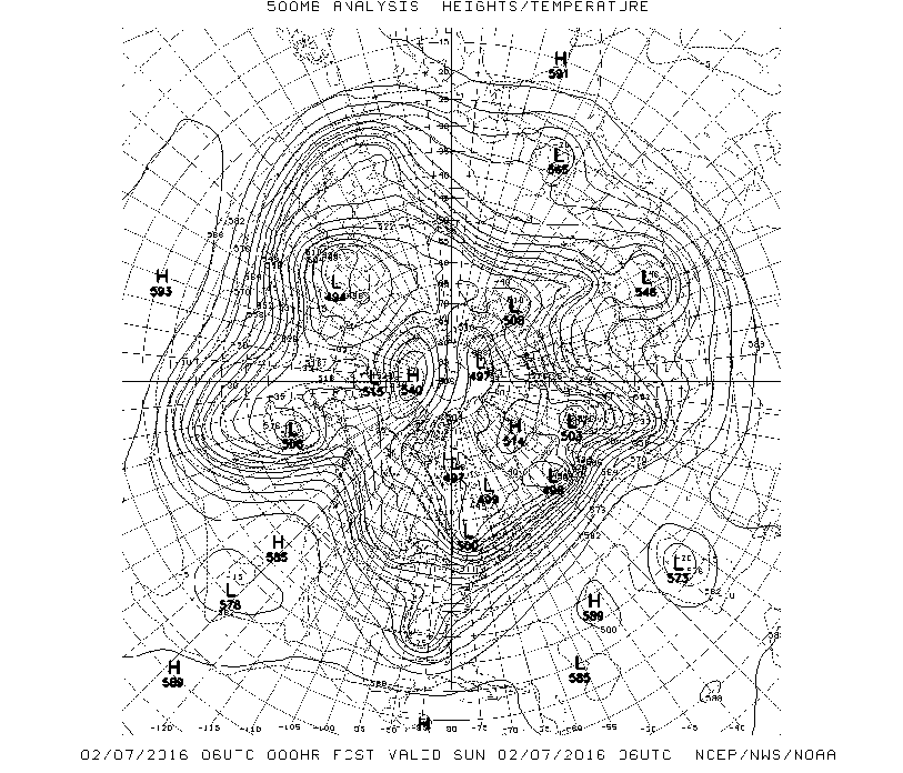 500 Millibar Level (approximately 18,000 feet)