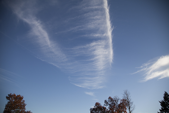 Cirrus - ice crystal fall streaks from contrails
