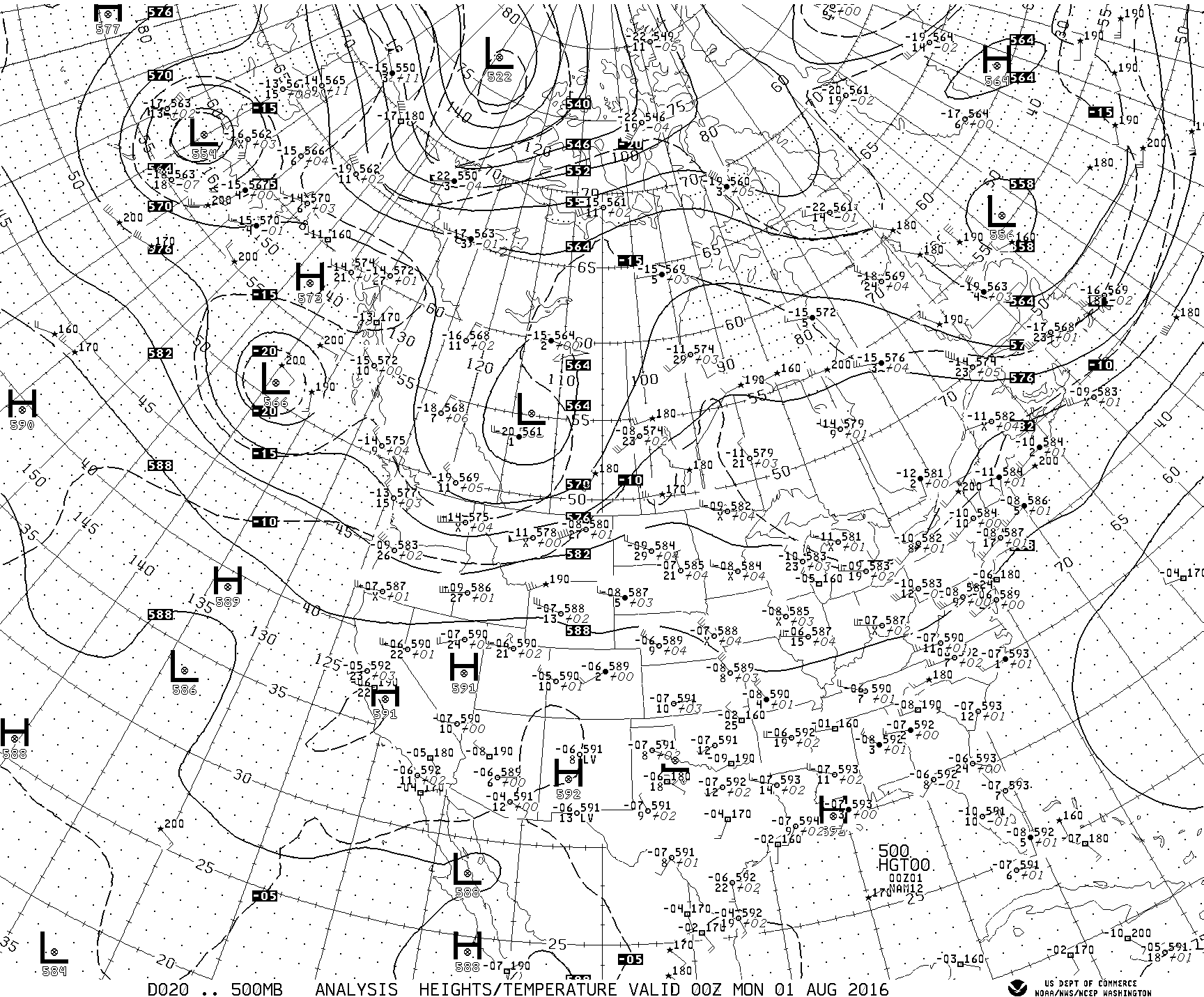 500 millibar Chart from NOAA