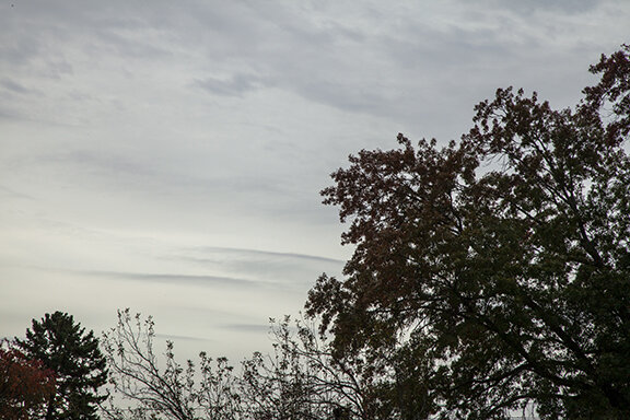 Altostratus with a few small Altocumulus upper right