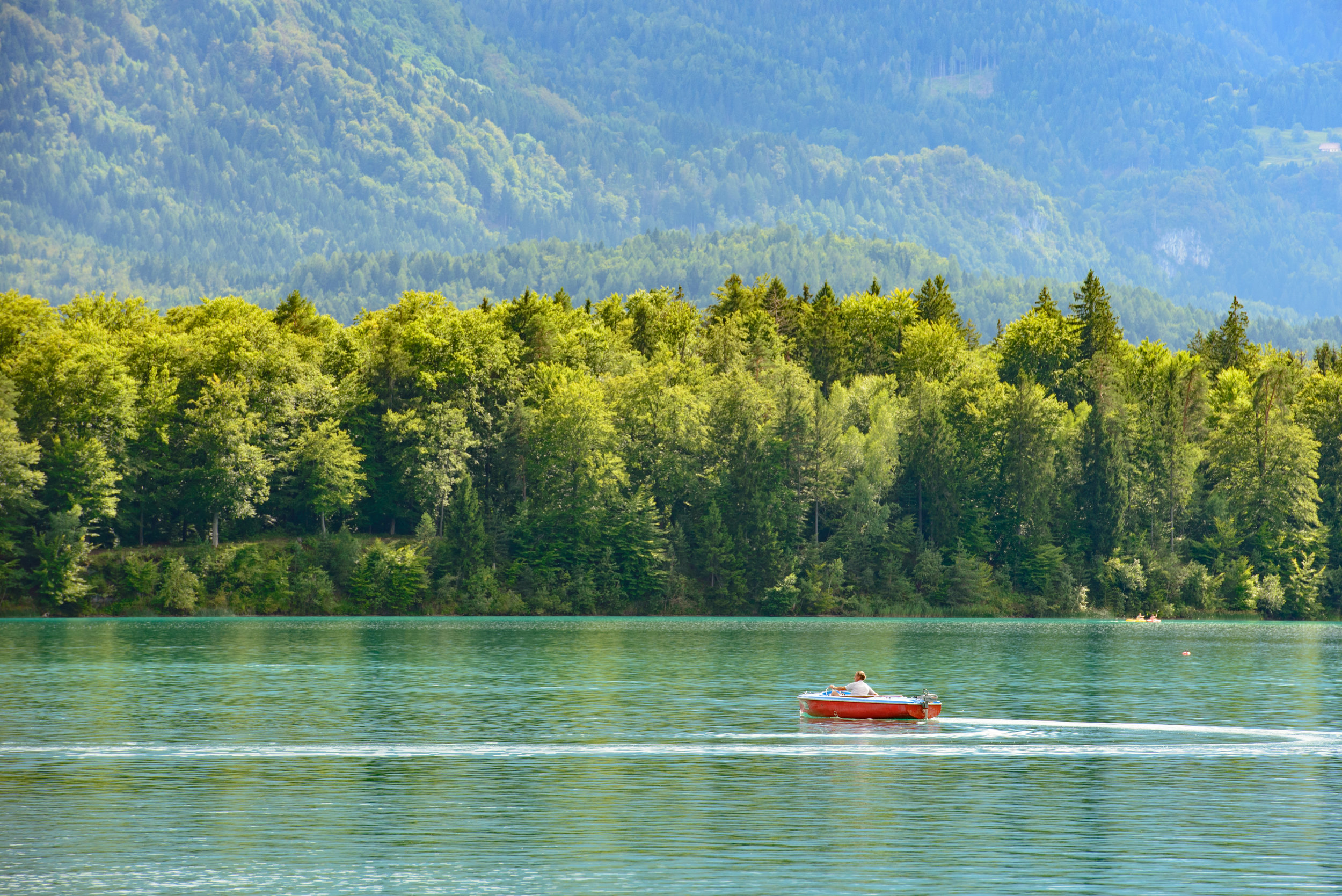 Red Boat on Faak am See, Austria
