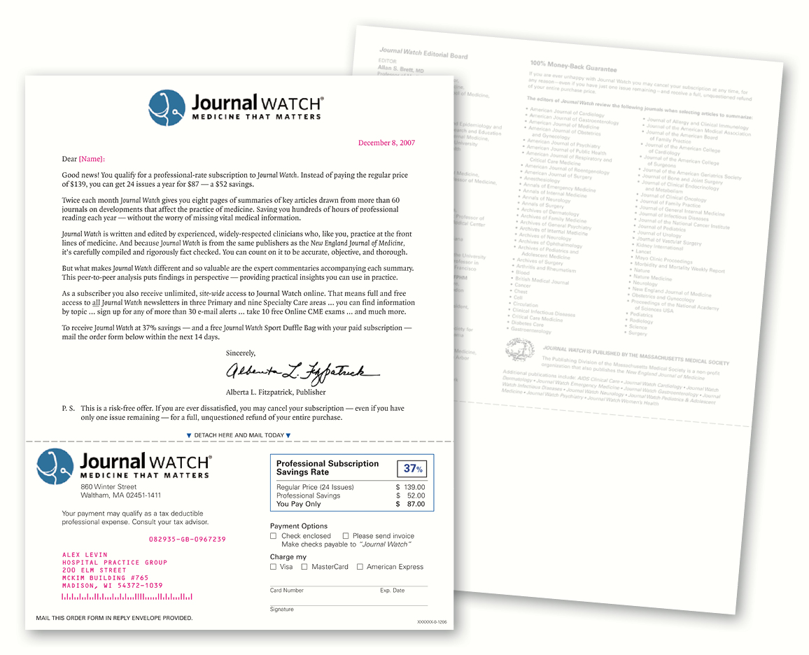 JOURNAL WATCH — Subscription Acquisition Direct Mail