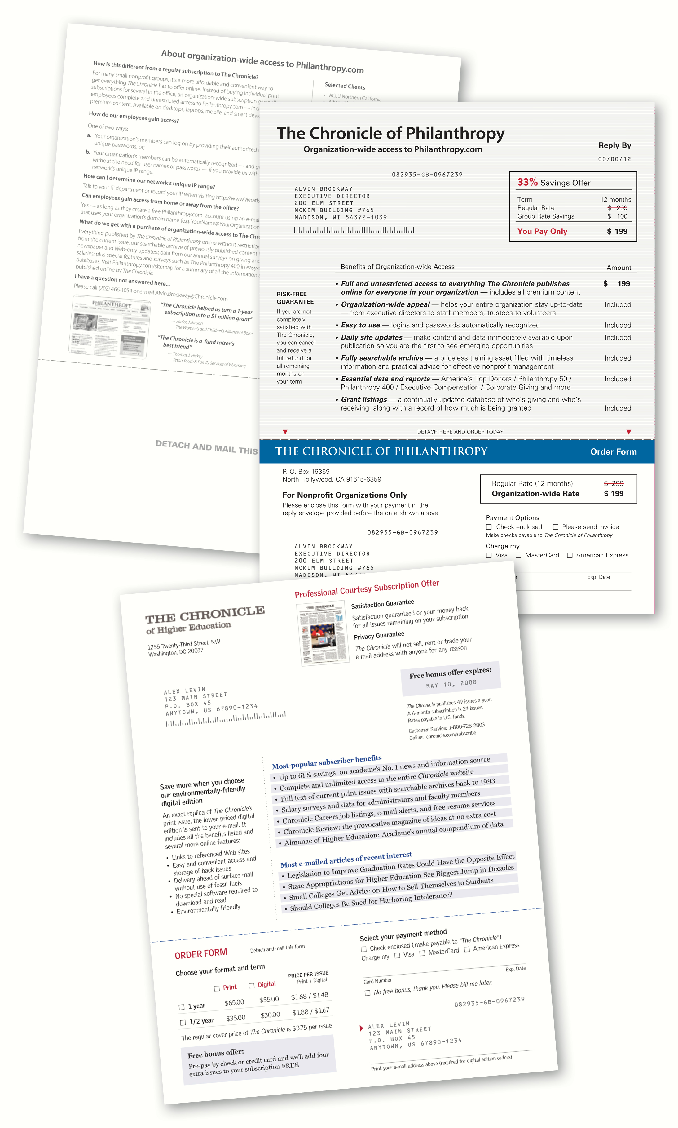  THE CHRONICLE OF PHILANTHROPY & THE CHRONICLE OF HIGHER EDUCATION — Subscription Acquisition Direct Mail