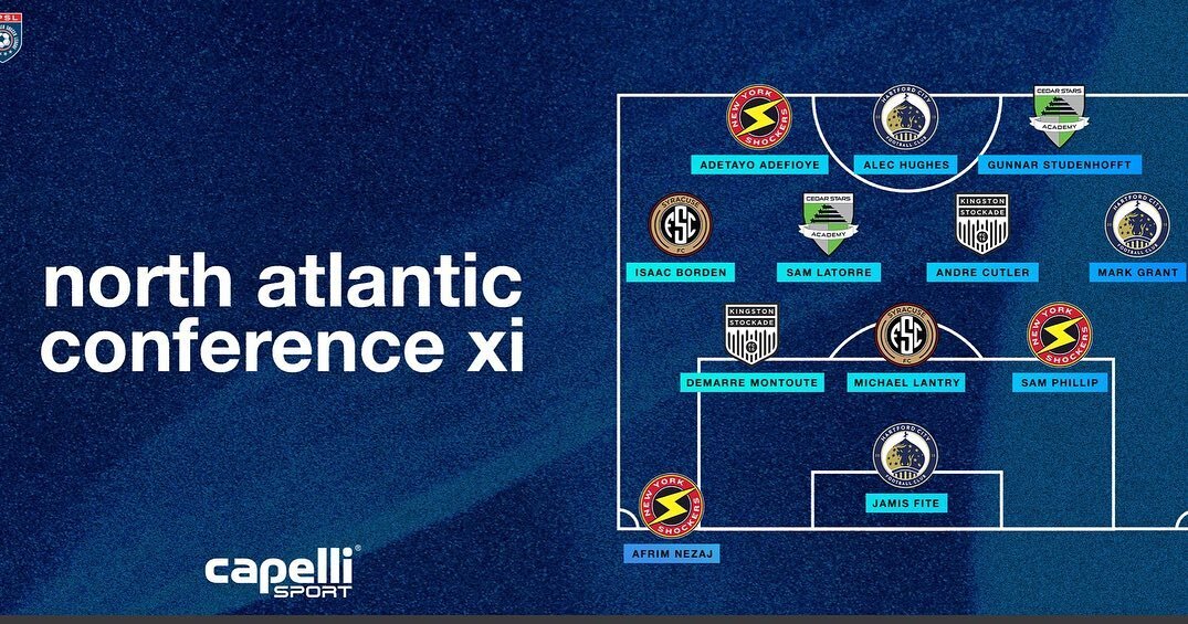 Two of the league&rsquo;s best! 🤩

Congrats to Stockade FC&rsquo;s Andre Cutler and Demarre Montoute who were named to the NPSL North Atlantic Conference Best XI! 🏅