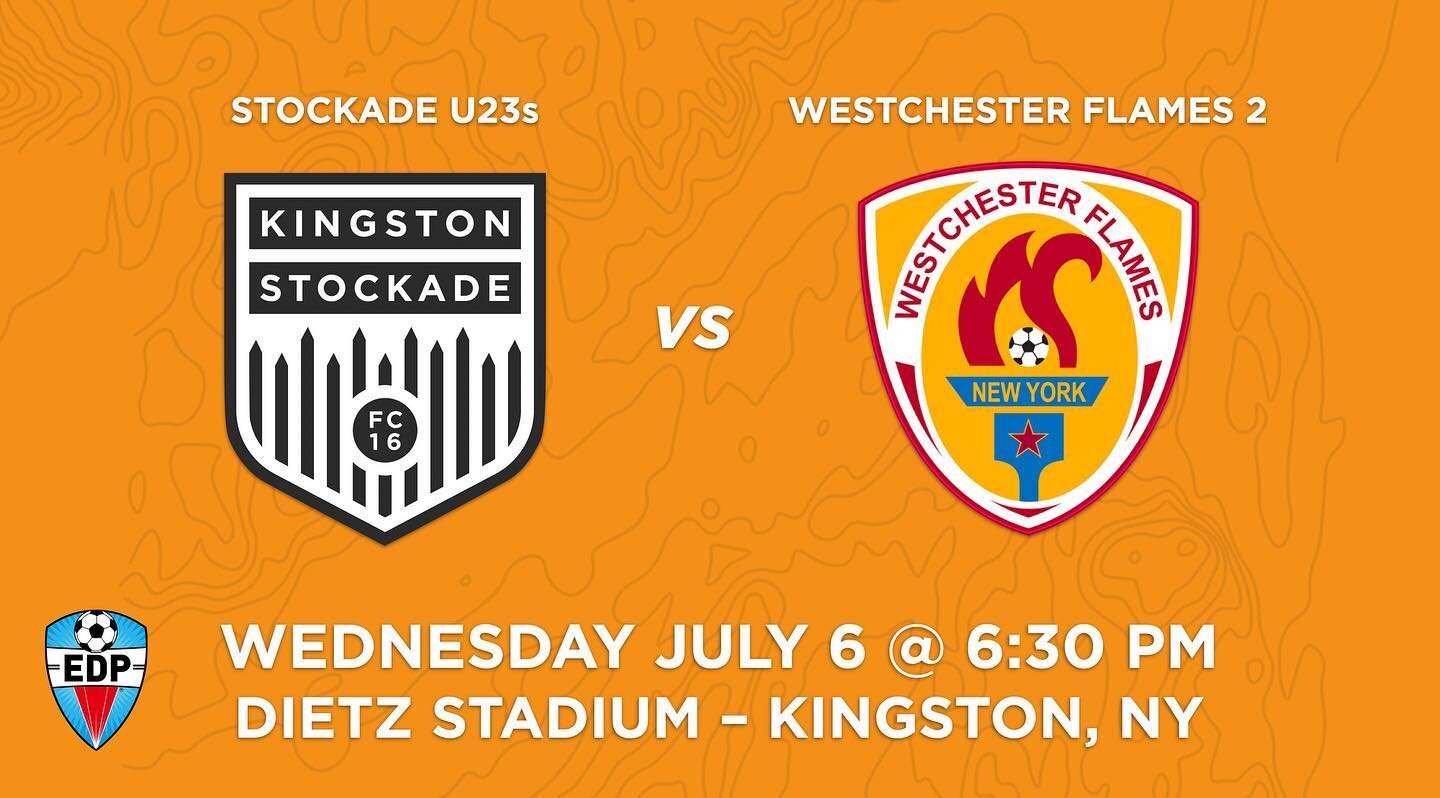 📆 | U23 is back at Dietz! 

Stockade Futures face off with 2nd place Westchester Flames 2 on Wednesday, 6:30PM, at Dietz! 

Free admission with $5 suggested donation