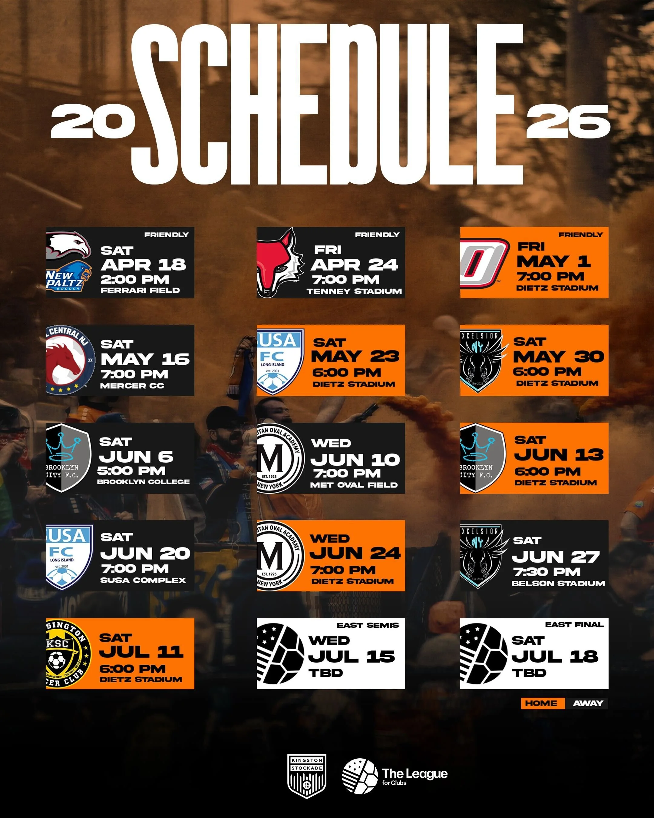 2026 Schedule: Stockade FC vs Brooklyn City FC
