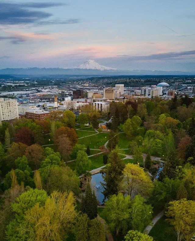 View of Tacoma over Wright Park Photo Credit: Just2Guys Creative
