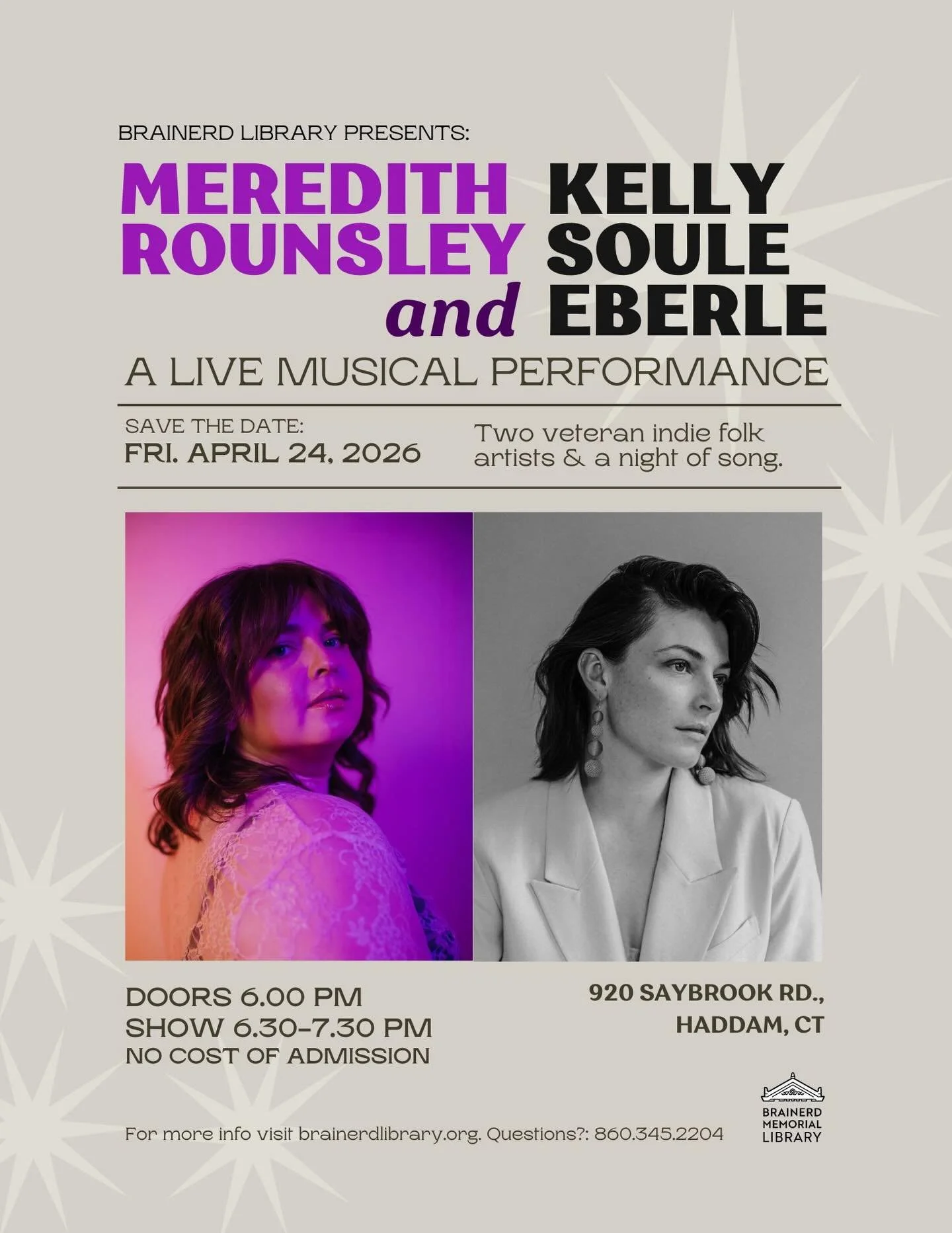 HEAR YE HEAR YE! They will be talking about this show in hushed, reverent tones for years to come. 

Joining sister-in-crime @kellysouleeberle for a night of songs, stories, and our own pseudo stand-up routines on April 24th at @brainerdlibrary ✨ I c