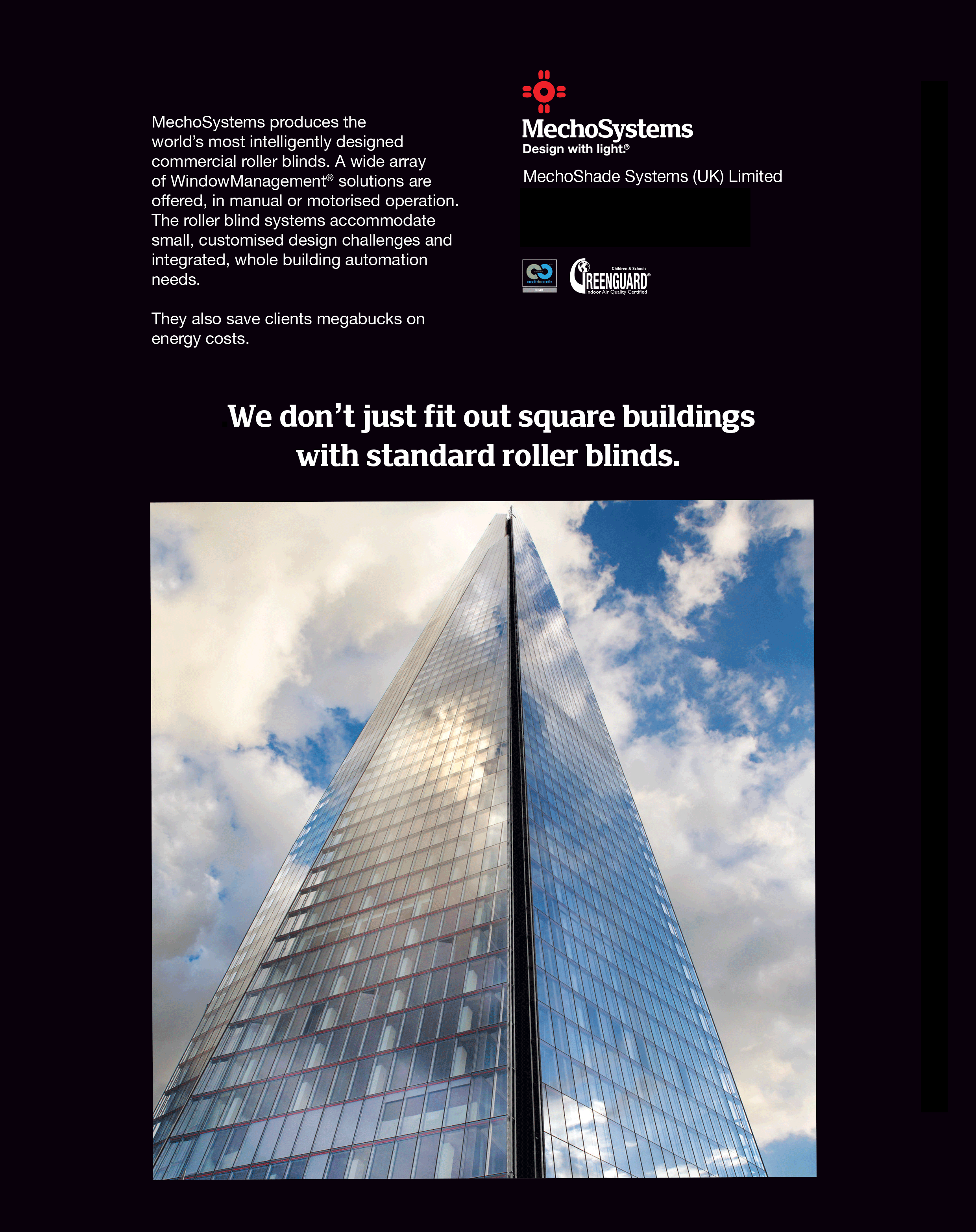 An ad about the company's work in London's the Shard building.
