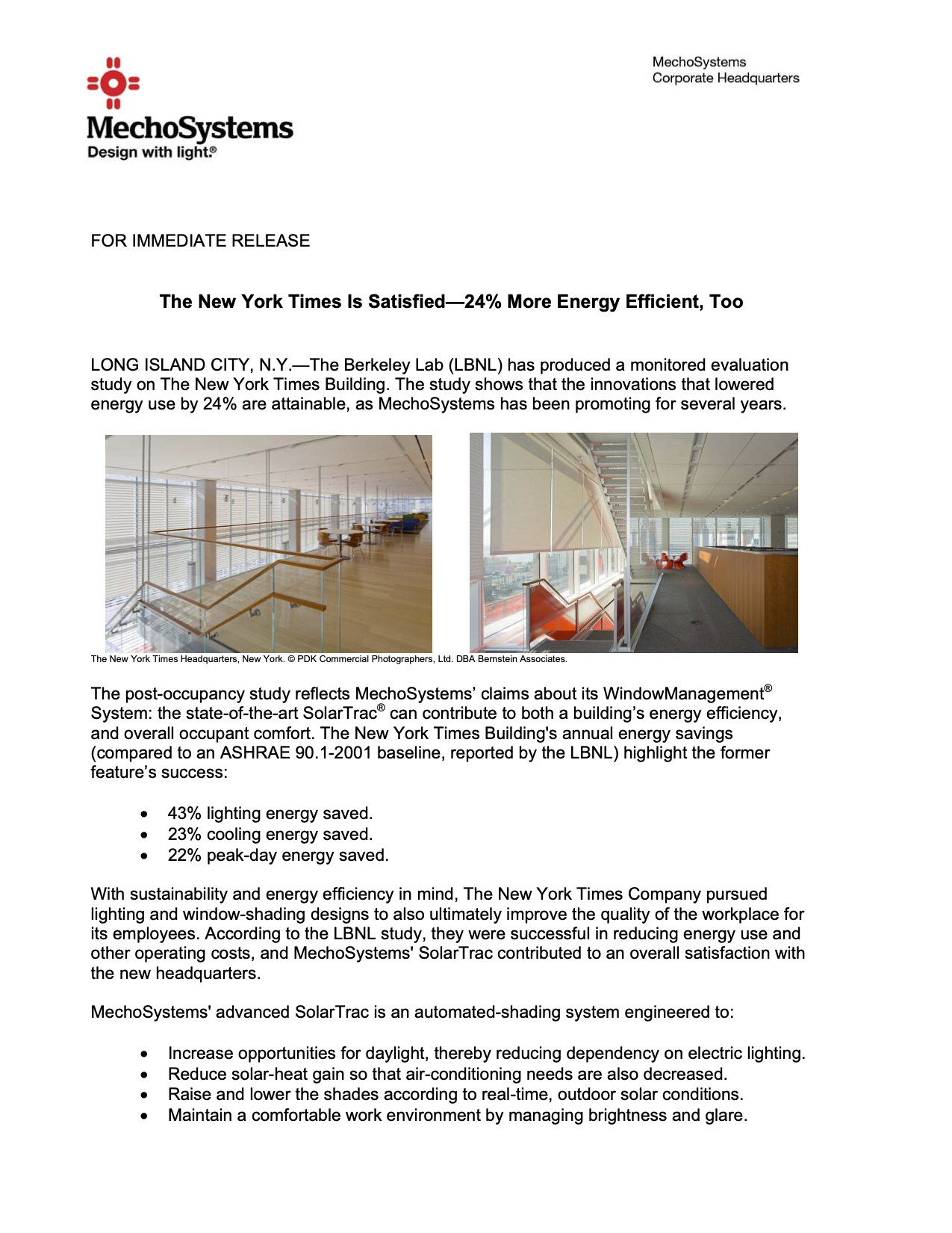 NYT HQ Study Press Release