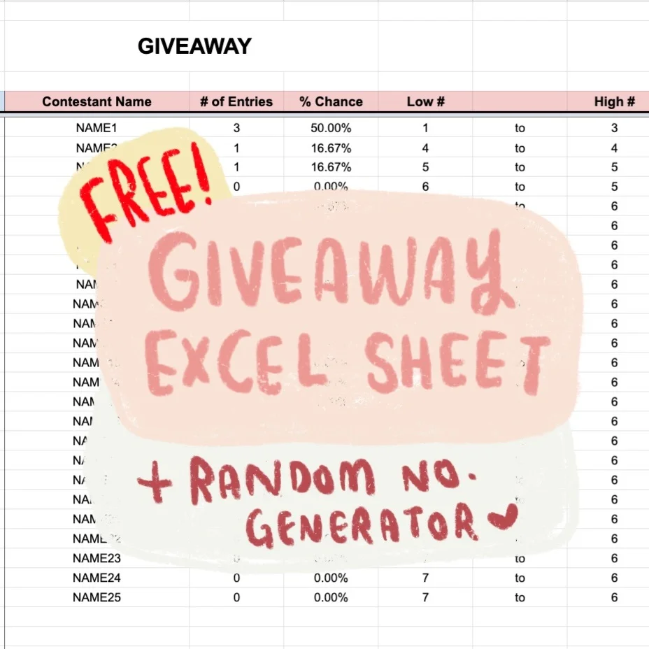RUN A GIVEAWAY WITH THIS EXCEL SHEET TO SAVE TIME (FREE)