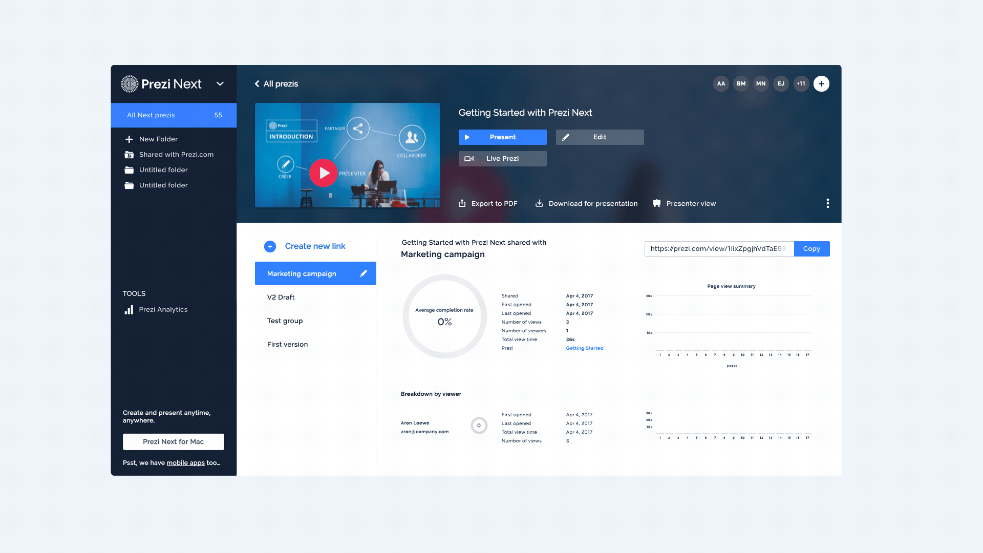 The refined Prezi Detail View in action