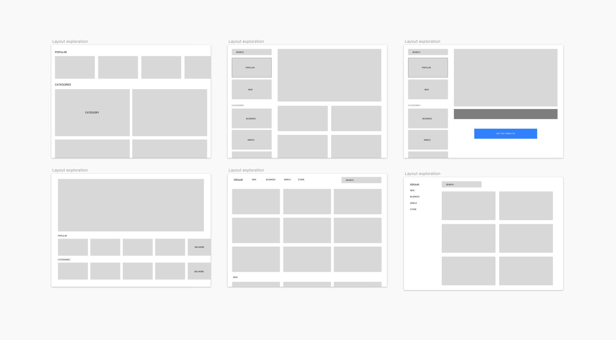 Exploring layouts for the page