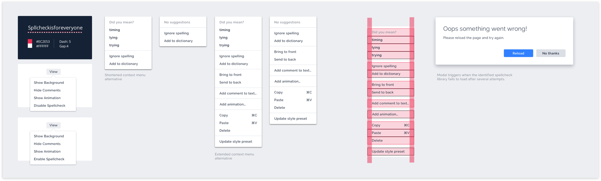 Export sheet and explanation for the spellcheck