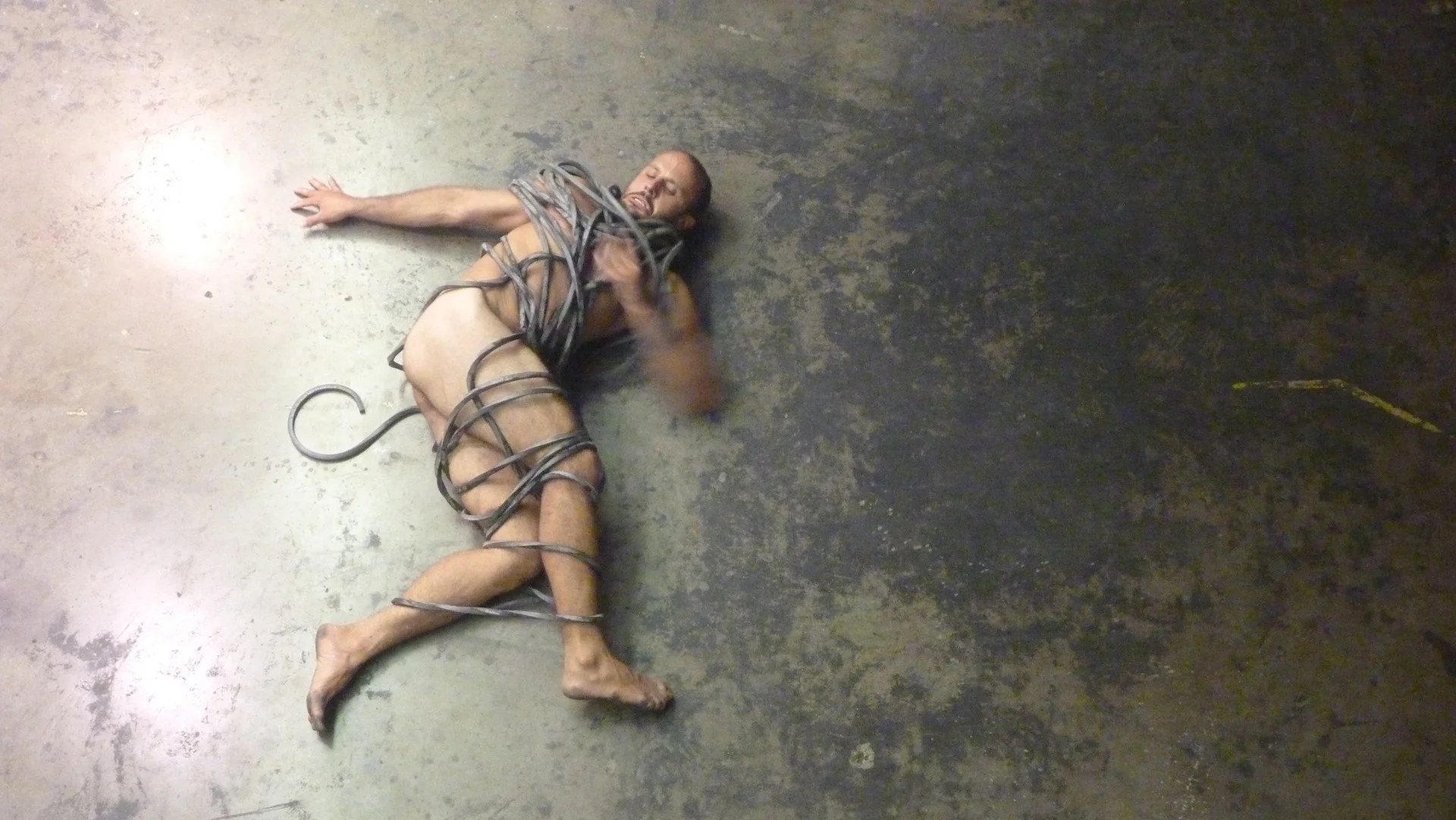 Constriction, performance with 44' piece of found rubber