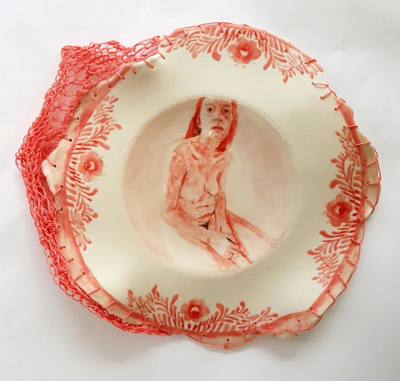 16. Head in the clouds, porcelain and crochet thread, 280 x 305 x 37mm.jpg