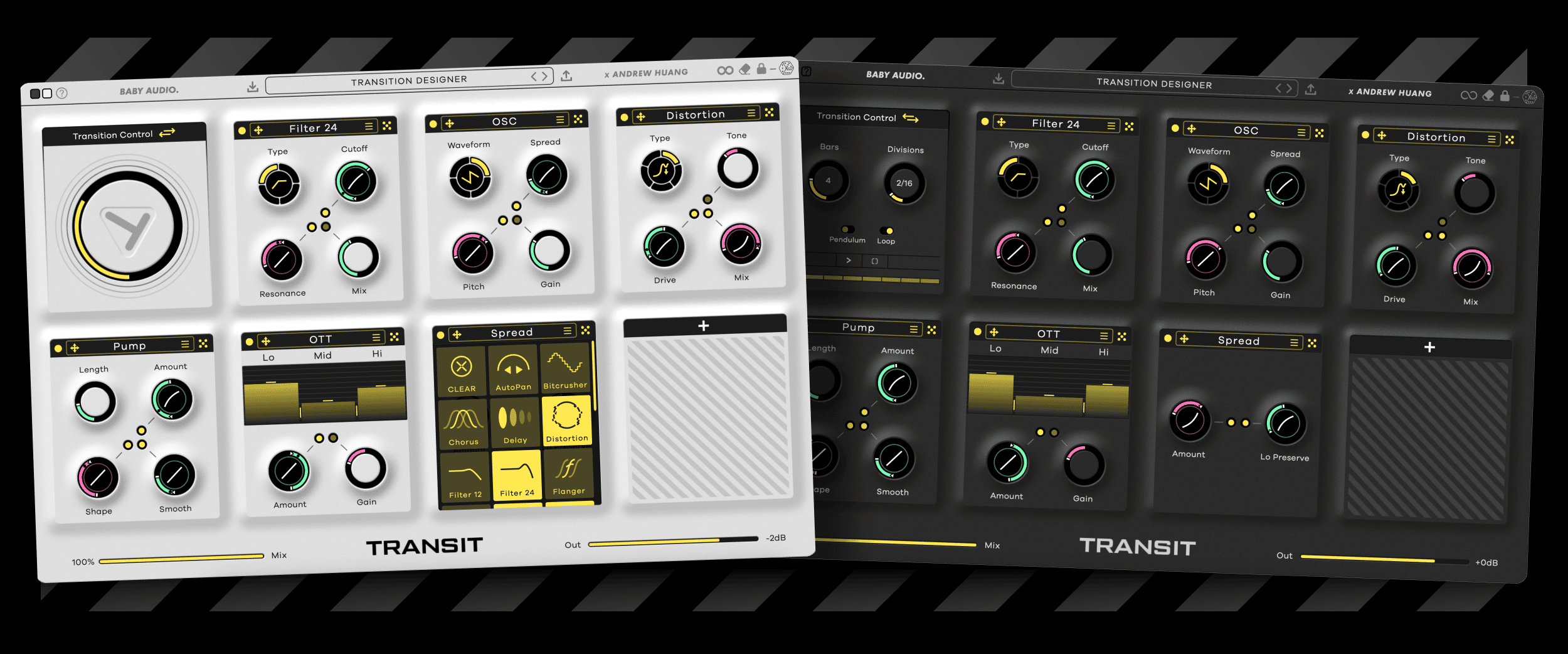 Andrew Huang x Baby Audio Transit Plugin Promo Image The Ultimate Transition Designer VST