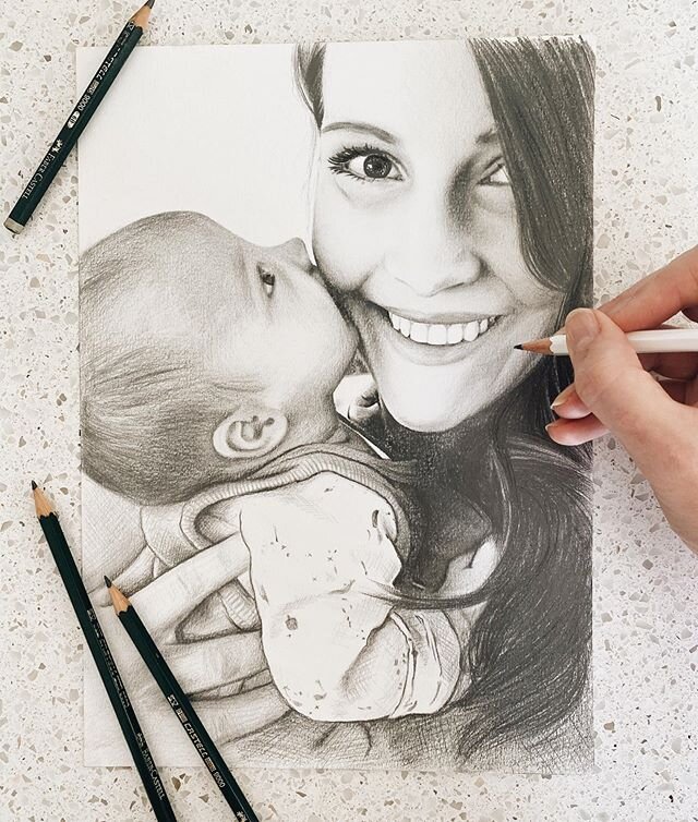 It&rsquo;s always easy to draw people who glow from within. Pencil sketch of a special mother and son moment.
.
.
#portraits #pencilportait #commissionedart #commission #art #draweveryday