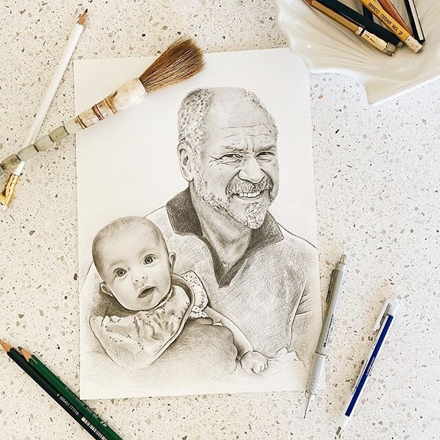 This was a very special commission and a first for me. Katie asked me to draw in her late father in law with her newborn daughter, she called it &lsquo;back to life drawing&rsquo; which I found quite fitting. Thank you for trusting me with this perso