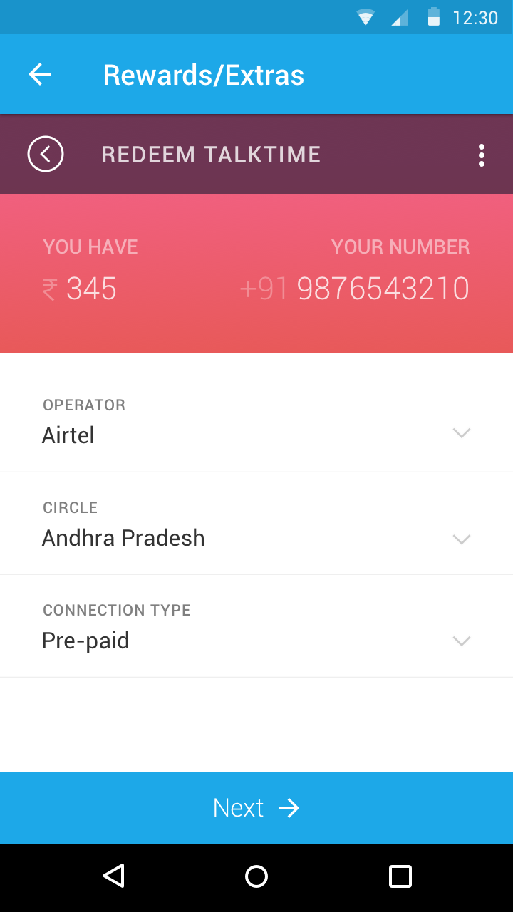 Redeem earned talktime