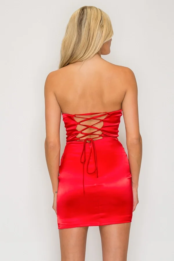 woman in red dress